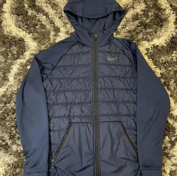 Nike Men's Therma Winterized Full-Zip Training Hoodie Navy Blue - Picture 1 of 3